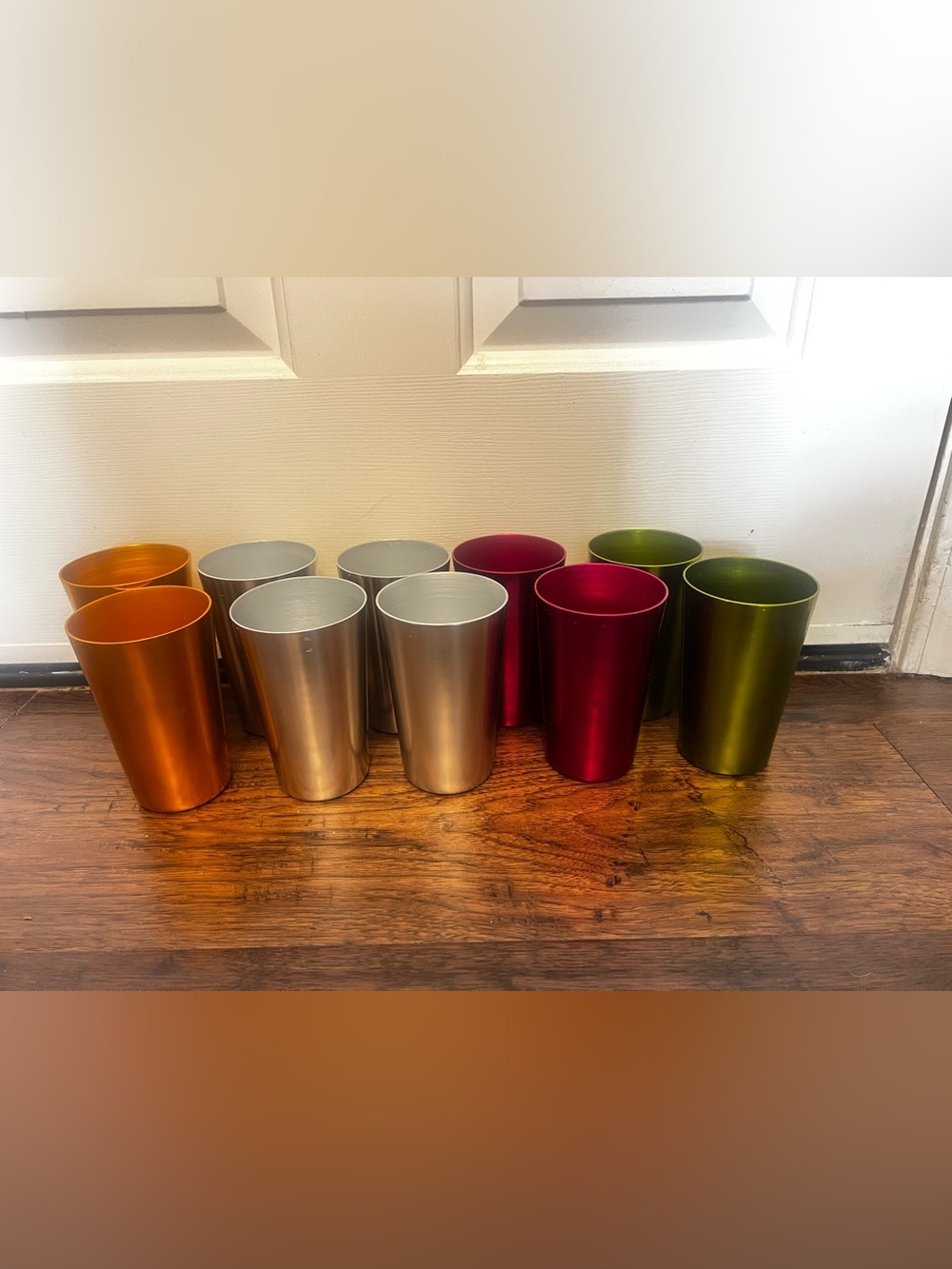 Vintage Metallic Assorted Color Drink Tumblers - Silver, Pink, Green, Orange